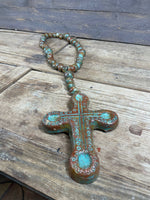 Great Buy-Clay Rosary-Beads-Cross-Handmade-26-36-Turquoise Medium