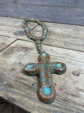 Great Buy-Clay Rosary-Beads-Cross-Handmade-26-36-Turquoise Small