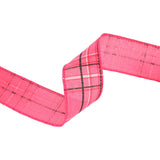 Wired Ribbon | Hot Pink/Spring Plaid | 10 Yard Roll: 1 1/2"