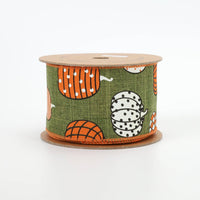 2 1/2" Wired Ribbon | "Multi Pumpkin" Green/Multi | 10 Yards