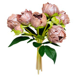 10.5" Real touch artificial Peony bundle-8 Flowers and buds: Navy Blue