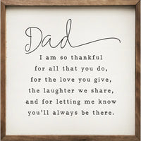 Dad I Am So Thankful White: 4 x 4 x 1