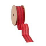 1 1/2" Wired Ribbon | Red Glittered Pinstripes on Red | 10 Yard Roll