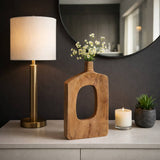 Decorative Vase - Natural Solid Wood Cut-Out Center, 18.5 in