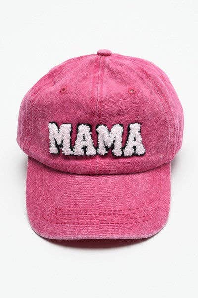 WASHED SHERPA MAMA BASEBALL CAP HOT PINK
