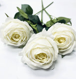 17"-Ultra Realist Real touch Cabbage Rose-Artificial : Off-White