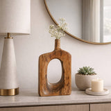 Decorative Vase - Natural Solid Wood Cut-Out Center, 14 in.