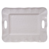 Perlette Cream Melamine Rect Tray w/Handles 19 in  x 15 in