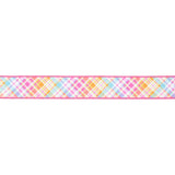 2 1/2" Wired Dupioni Ribbon | Bias Plaid Hot Pink w/ Hot Pink Taffeta Fused Back | 10 Yard Roll