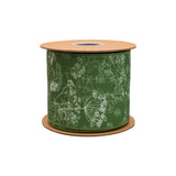 4" Wired Dupioni Ribbon | Herbs on Green w/ White Backing | 10 Yard Roll