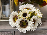 Pack of 7Stems-Rustic antique -Real Touch Sunflower Bouquet: Rich Wine