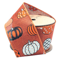 2 1/2" Wired Ribbon | "Multi Pumpkin" Rust/Multi | 10 Yrd