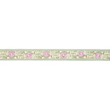 1 1/2" Wired Dupioni Ribbon | Green Flower Trim | 5 Yard Roll