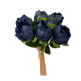 10.5" Real touch artificial Peony bundle-8 Flowers and buds: Navy Blue