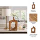 Decorative Vase - Natural Solid Wood Cut-Out Center, 14 in.