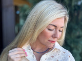 Beaded Necklace - Blue + Multi-Colored Beads - Camille