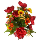 Fall Peony/Wild Flower x36 Mixed Bush 25" - Red/Gold