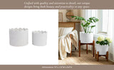 Plant Pot Set of 2 - White Ceramic Scalloped Arch, 9/12 in.