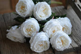 17"Premium Real touch English Austin Cabbage Rose Stem: Light Blue