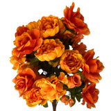 Fall Rose/Lily/Hydrangea x36 Mixed Bush 25" - Orange/Gold