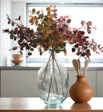 30" Rich Fall Tone Faux Eucalyptus Spray-150 Abundant Leaves: Fall Green
