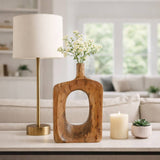 Decorative Vase - Natural Solid Wood Cut-Out Center, 14 in.
