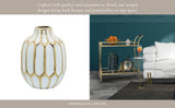 Decorative Vase - White/Gold Ceramic Bud Abstract, 8 in.