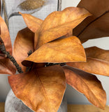 22"Ultra realistic Real Touch Magnolia Stem-10 leaves: Fall Brown