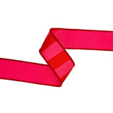 1 1/2" Wired Dupioni Ribbon | Red/Pink Wide Horizontal Stripe | 10 Yard Roll
