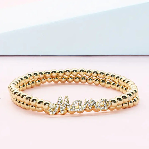 Mama Cz Gold Plated Bracelet Set