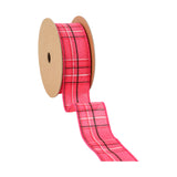 Wired Ribbon | Hot Pink/Spring Plaid | 10 Yard Roll: 2 1/2"