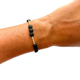 Black & Gold Filled Bracelets: Matte Flat Black