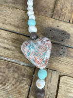 Blue Beaded Heart-Clay Strand-Beads-Garland-63 in-Colorful