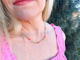 Beaded Necklace - Multi-Colored Beads - Chloe