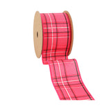 Wired Ribbon | Hot Pink/Spring Plaid | 10 Yard Roll: 1 1/2"