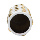 Decorative Vase - White/Gold Ceramic Raised Rectangular,11in