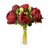 10.5" Real touch artificial Peony bundle-8 Flowers and buds: Rich Red