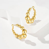 Gold Bead  Hoop Statement Earrings