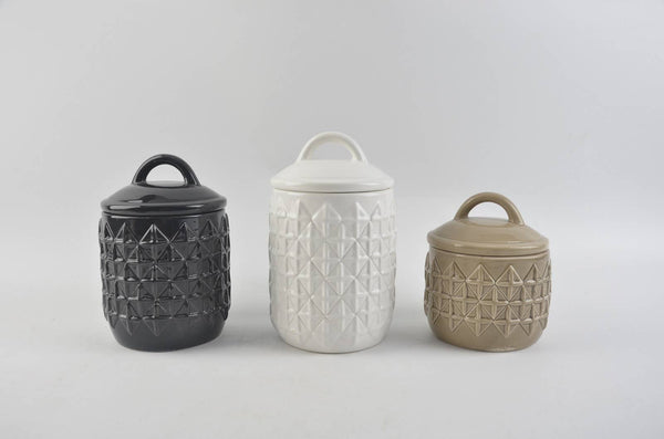 Diamond Pattern Canister (Medium - Black)