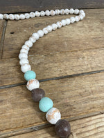 Blue Beaded Heart-Clay Strand-Beads-Garland-63 in-Colorful