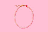 Beaded Necklace - Translucent Glass Hearts - Nora