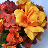 Fall Rose/Lily/Hydrangea x36 Mixed Bush 25" - Red/Or/Gold