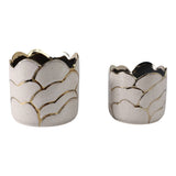 Plant Pot Set of 2 - Ivory/Gold Ceramic Resin Clouds, 6/7 in
