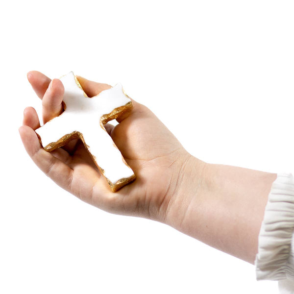 Marble Prayer Cross White/Gold   3x4x0.6