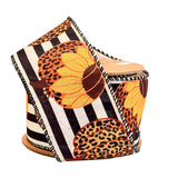 2 1/2" Wired Ribbon | "Pumpkin Sunflower Striped" Black/Mult
