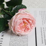17"Premium Real touch English Austin Cabbage Rose Stem: Light Blue