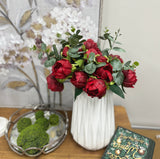 10.5" Real touch artificial Peony bundle-8 Flowers and buds: Rich Red