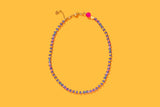 Beaded Necklace - Blue + Multi-Colored Beads - Camille