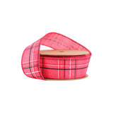 Wired Ribbon | Hot Pink/Spring Plaid | 10 Yard Roll: 2 1/2"
