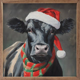 Santa Cow With Hat And Scarf: 8 x 8 x 1.5